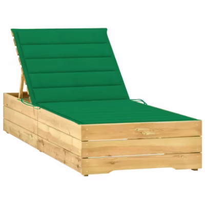Transat chaise longue bain de soleil bois vert Helloshop26