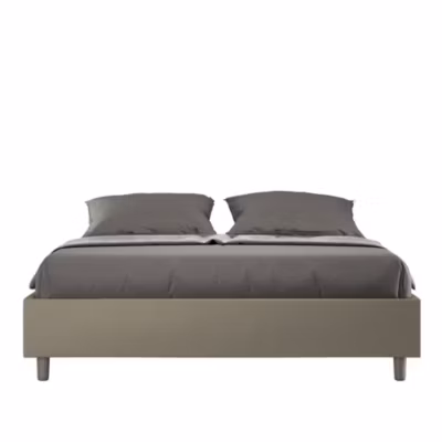 Lit sommier sans sommier capitonné 160×200 simili cuir cappuccino Azelia