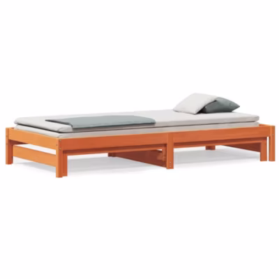 Lit simple, Lit adulte, Lit de jour et lit gigogne sans matelas cire marron 90×200 cm