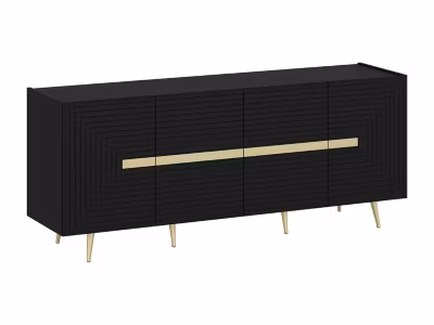 Buffet avec 4 portes en MDF – Noir et doré – MOLYA