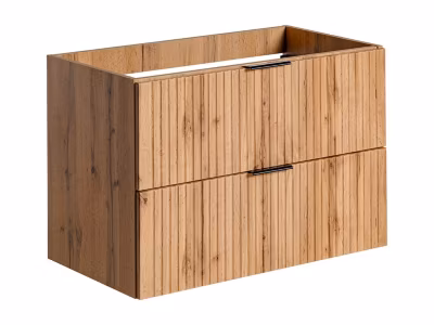 Meuble sous vasque suspendu strié – Naturel clair – L80 cm – ZEVARA