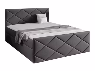 Lit continental Baltimore 155, Double, Gris, Tissu, Disponible