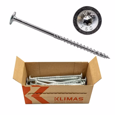 Vis de construction bois Klimas à tête large Torx zinguées blanches 5 x 120 mm 150 pcs