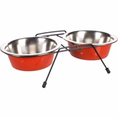 Ecuelle duo D 16 cm. 800 ml. avec support Arjun. M . pour chien