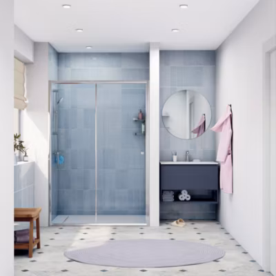 SAT PROJECT  Porte de douche 140x185cm coulissante avec profilé chrome brillant (SATPROMUD140CRT)