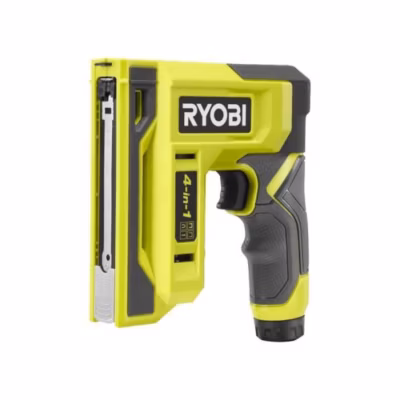 Agrafeuse cloueuse – RYOBI – 4V – Agrafes de 6 a 14 mm – Pointes 18G jusqu&rsquo;a 15 mm – Livrée avec 1100 agrafes T50 et 250 pointe