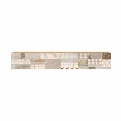 Meuble TV suspendu Rebecca Mobili Kasuri 29,5x180x31,5 Panneau de particules Chêne Clair Blanc Moderne