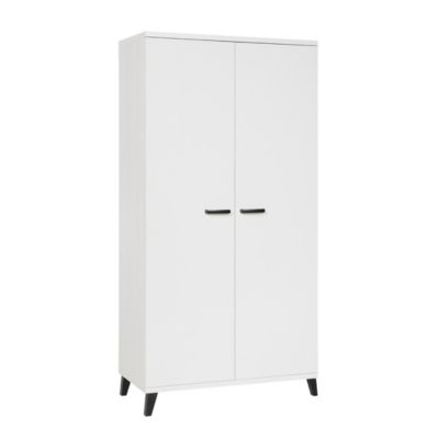Armoire enfant 2 portes DANAE  Blanc mat  Rangement fonctionnel et design épuré