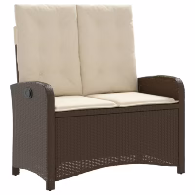 Banc inclinable de jardin avec coussins marron résine tressée vidaXL