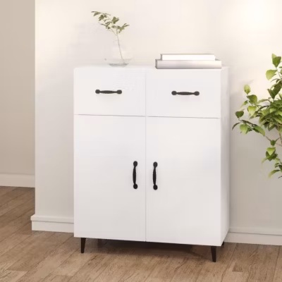 812195 vidaXL Buffet Blanc 69,5x34x90 cm Bois d&rsquo;ingénierie