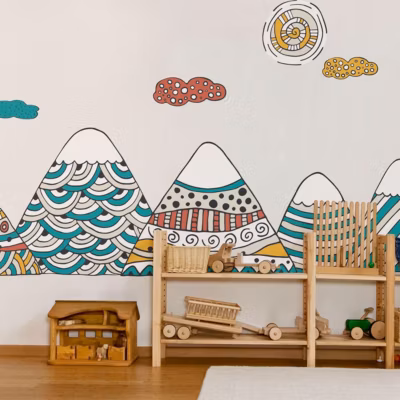 Stickers enfant montagnes scandinaves frederika 100 x 150 cm