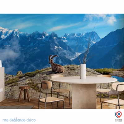 Papier peint Bouc et montagnes, Alpes – Intissé – 200 cm – 280 cm – MaCrédenceDéco