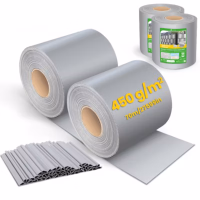 Brise vue occultant PVC 450g/m2 19cm x 140m Gris clair VOUNOT