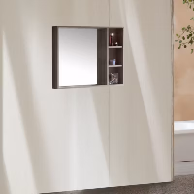 Armoire de salle de bain avec miroir chêne brun 80 cm Aquanoma