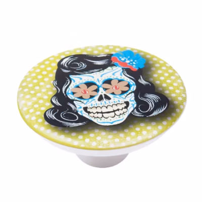 Bouton de meuble abs diamètre 50 mm sérigrafié tête de mort 3 lot de 36 piéces