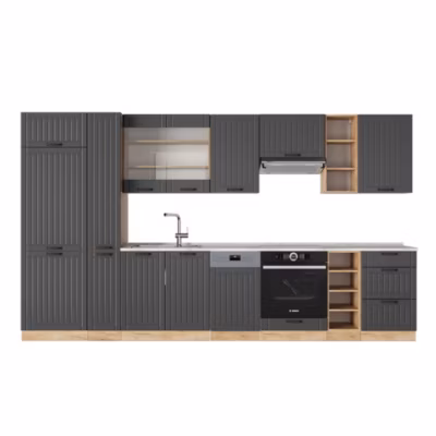 Vicco Cuisine Gris foncé 355cm , PT Marbre