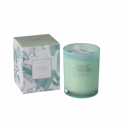 Bougie parfumée 70H dans pot en verre Azur 10x10x12.5 cm