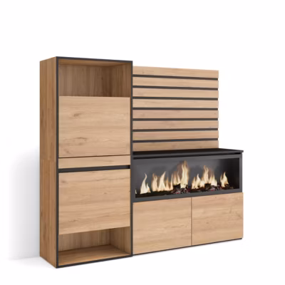 Buffet 167x35x145cm feu led sans chaleur XXL meuble à chaussures chêne