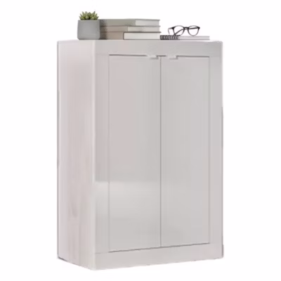 Armoire polyvalente à 2 portes Drandl, Meubles multifonctionnels, Support à chaussures pour armoire, 78×35 h113 cm, Blanc