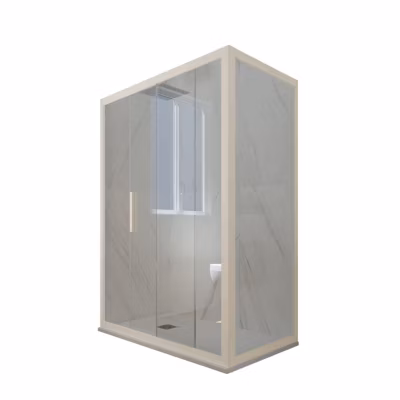 Cabine parois de douche angulaire coulissante 90×100 cm H 200 en PVC Champagne Verre Transparent mod. Deco Duo