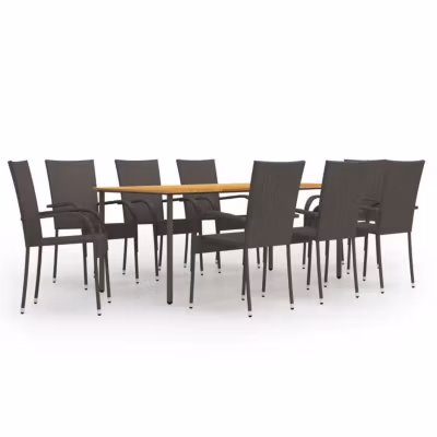 vidaXL Ensemble de Salle à Manger de Jardin 9 pcs Mobilier à Dîner de Terrasse Table et Chaises de Repas de Patio Extérieur 307250