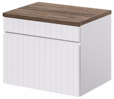 Meuble de salle de bain à suspendre ICONIC blanc avec le plan chêne Santa Fe 60 cm