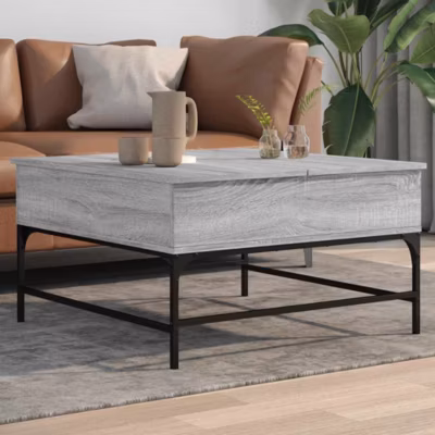 Table basse,Table Salon,Table d&rsquo;appoint sonoma gris 80x80x45 cm bois d&rsquo;ingénierie et métal