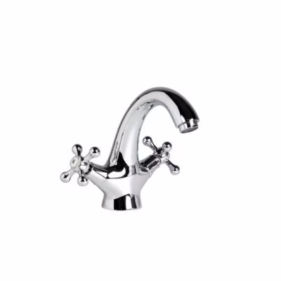 Robinet De Lavabo Monoforo Pour Lavabo Avec Deux Poignées En Croix Chromées – Narcisse