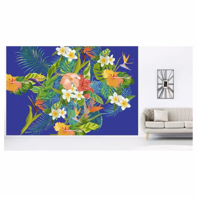 Papier peint intissé OISEAU DE PARADIS 400 x 270 cm (LxH) – Tapisserie murale panoramique XXL, Made in France par Scenolia