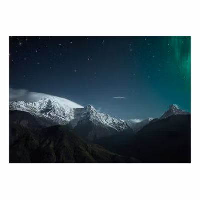 Papier peint intissé panoramique paysage northern lights 100×70 cm