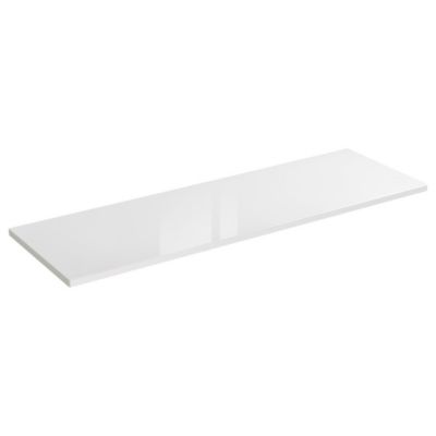 Plan vasque NALYA 141 cm  Blanc brillant et chene clair  Plateau pour double meuble vasque
