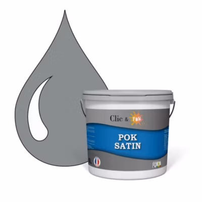Peinture murs intérieurs satinée- Cuisine & Salle de bain POK SATIN – Gris clair 50m² – 5L