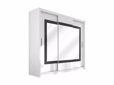 Armoire 3 portes coulissantes – Avec miroir  – L250 cm – Coloris : Blanc – AUTLAN
