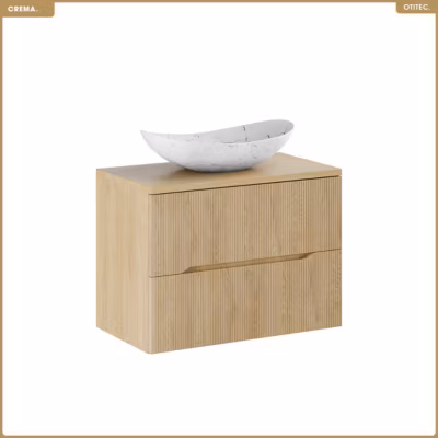 Ensemble de meuble sous vasque – 80 cm – avec Plan et Vasque – CREMA