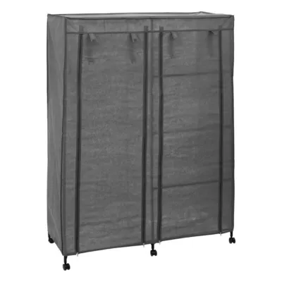 Armoire de rangement 4 étagères et 1 penderie gris en tissu