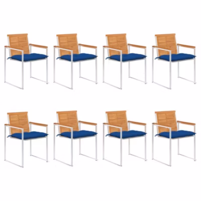 Chaises de jardin lot de 8 avec coussins bois d&rsquo;acacia massif vidaXL