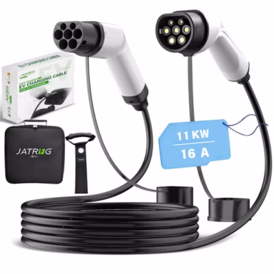 JATRHG câble de recharge 11kW / 16A triphasé, 5m, type 2 vers type 2, pour véhicules électriques et hybrides rechargeables