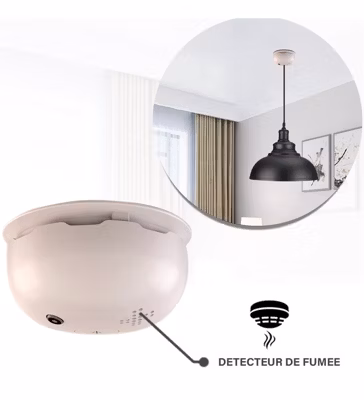 Pavillon détecteur de fumée 2 en 1 pour lampe suspension blanc