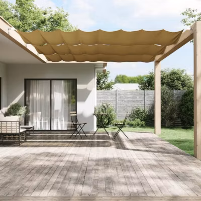 vidaXL Auvent Vertical Ecran de Protection Ecran d&rsquo;Intimité de Balcon Auvent de Patio Jardin Extérieur Beige 140×600 cm 148265