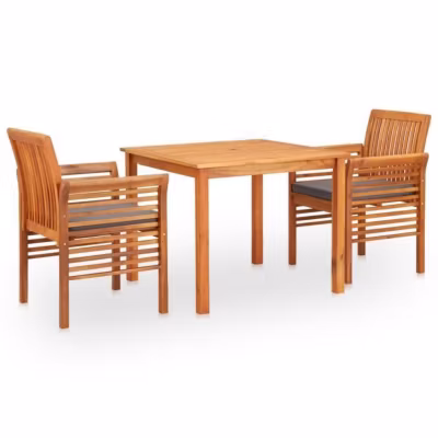 vidaXL Mobilier à dîner d&rsquo;extérieur 3 pcs et coussins Acacia solide