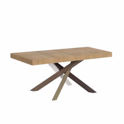 Table extensible 130/390×90 cm Volantis Premium chêne naturel pieds multicolores 4/C