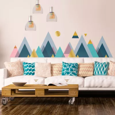 Stickers muraux – Décoration chambre salon – Autocollant Sticker mural géant montagnes scandinaves TONGA – 95x135cm