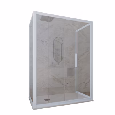 Cabine parois de douche 3 côtés coulissantes 90x160x90 cm H 200 en PVC Bleu Vintage Verre Transparent mod. Deco Trio
