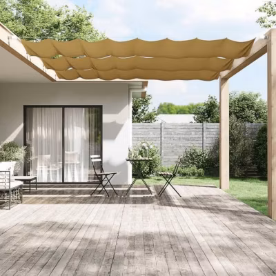 vidaXL Auvent Vertical Ecran de Protection Ecran d&rsquo;Intimité de Balcon Auvent de Patio Jardin Extérieur Beige 60×800 cm Tissu 14825