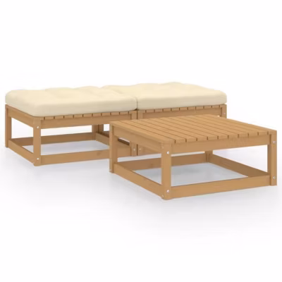 vidaXL Salon de Jardin 3 pcs avec Coussins Mobilier de Patio Mobilier de Jardin Ensemble de Meubles d&rsquo;Extérieur Meubles de 3076287