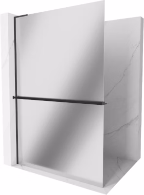 Mexen Kioto+ L paroi de douche avec étagère Walk-in 120 x 200 cm, miroir, noir – 800-120-123-70-50