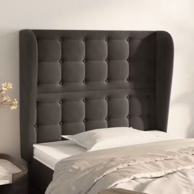 vidaXL Tête de lit avec oreilles Gris foncé 103x23x118-128 cm Velours3118433