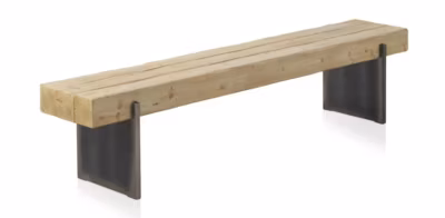 Banc effet bois d&rsquo;épicéa avec pieds laqués couleur métal