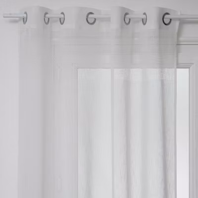 Voilage tissé sablé « Sab » 140 x 240 cm Atmosphera – Blanc