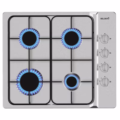 BELDEKO Plaque de Cuisson Gaz 4 Zones – 7500W – Inox – Marque Française GAZ BOUTEILLE